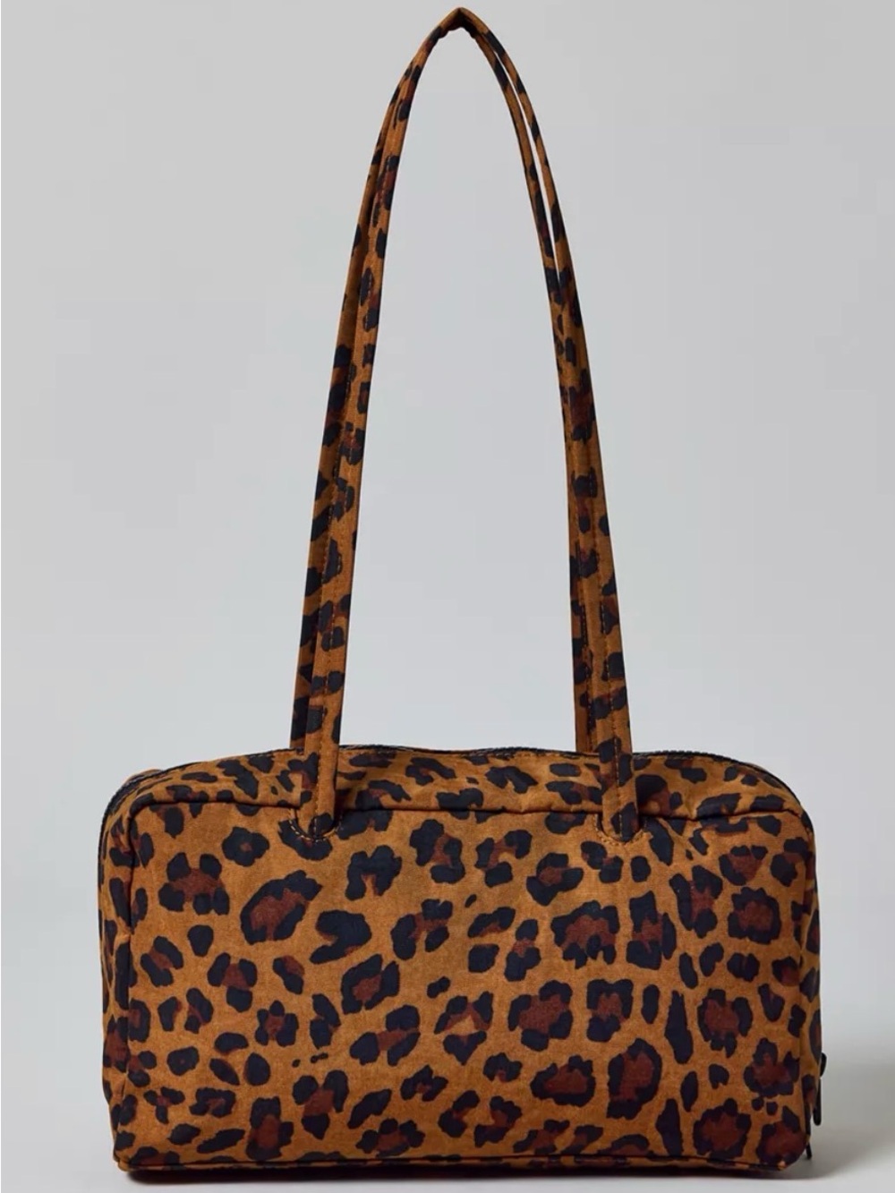BAGGU Nylon Bowler Bag - Leopard Print Brown Black